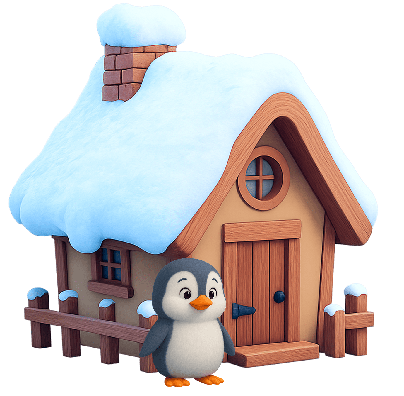 Snow-covered village house
